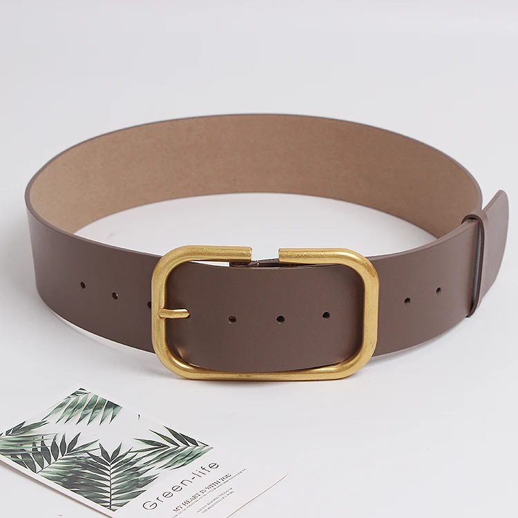 2025 Women's Genuine Leather Retro Copper Pin Buckle Wide Waist Seal Dress Decoration Corset Belts for Women Ladies Waist Belt