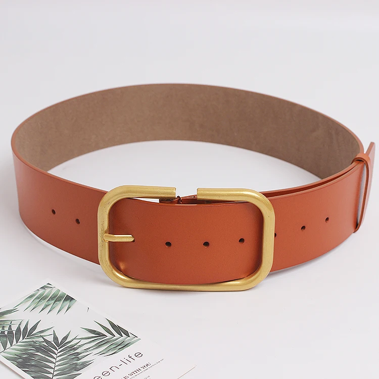 2025 Women's Genuine Leather Retro Copper Pin Buckle Wide Waist Seal Dress Decoration Corset Belts for Women Ladies Waist Belt