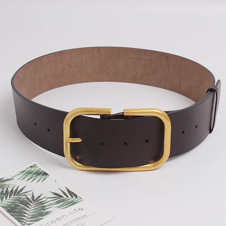 2025 Women's Genuine Leather Retro Copper Pin Buckle Wide Waist Seal Dress Decoration Corset Belts for Women Ladies Waist Belt