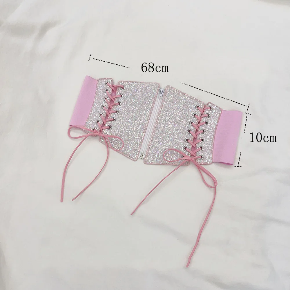 Fashion Lace Up Punk Corset Wide Belt Women Slimming Body Elastic Bustier Waistband PU Leather Hip Hop Gothic Girdle Belt Straps