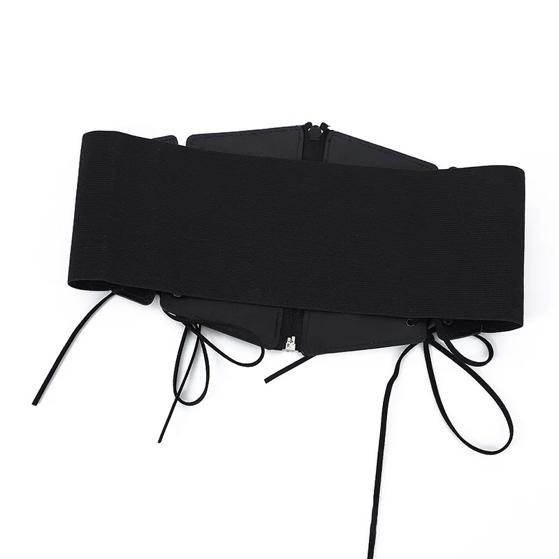 Fashion Lace Up Punk Corset Wide Belt Women Slimming Body Elastic Bustier Waistband PU Leather Hip Hop Gothic Girdle Belt Straps