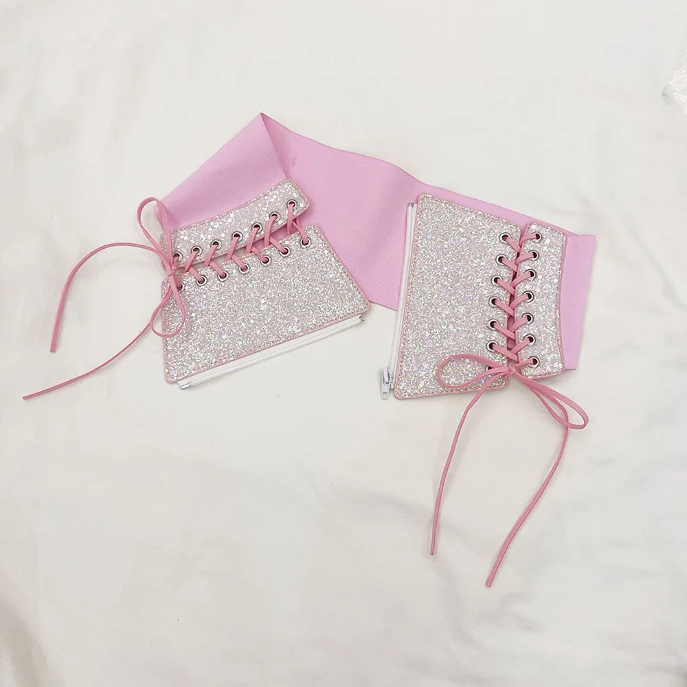 Fashion Lace Up Punk Corset Wide Belt Women Slimming Body Elastic Bustier Waistband PU Leather Hip Hop Gothic Girdle Belt Straps
