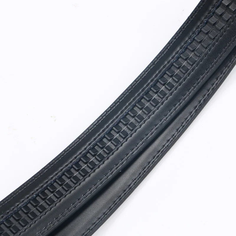 3.0cm/3.5cm Men Cow Leather Ratchet Belt Without Buckle Black Coffee Business Belt No Holes Fit for Automatic Buckle