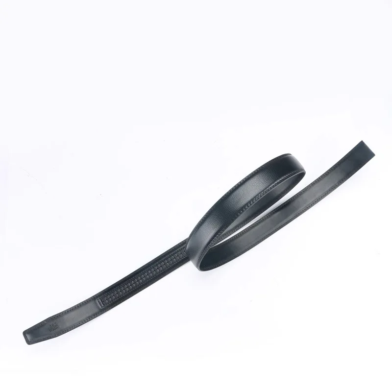 3.0cm/3.5cm Men Cow Leather Ratchet Belt Without Buckle Black Coffee Business Belt No Holes Fit for Automatic Buckle