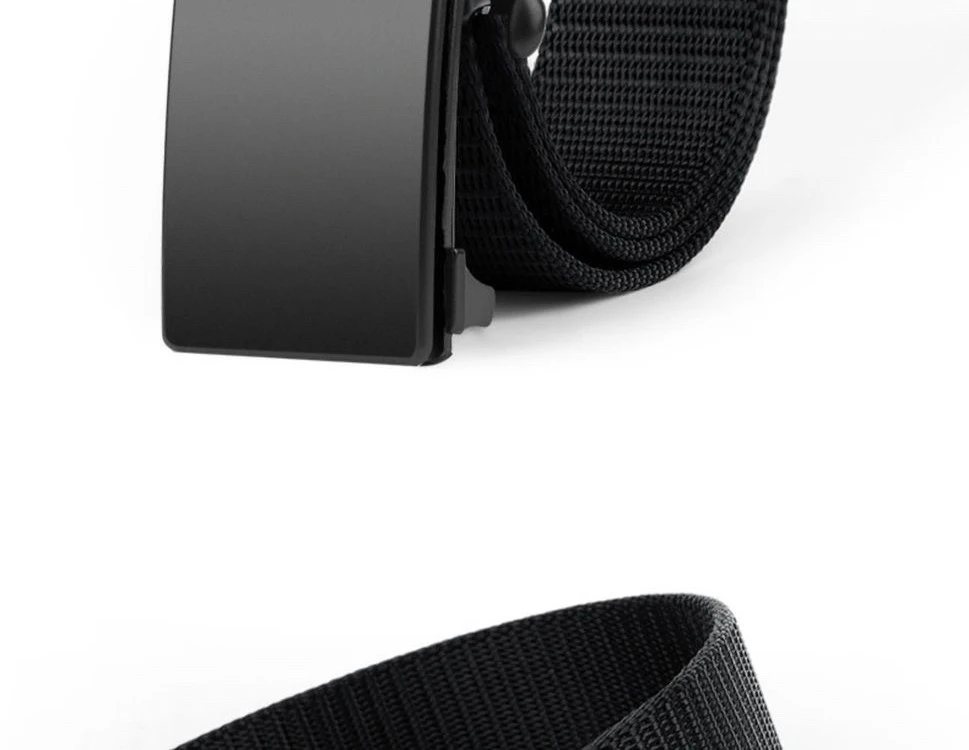 Men's Tactical Belt Automatic Metal Buckle Casual Nylon Belt Black Woven Canvas Breathable Fashion Outdoor Sport Jeans Strap