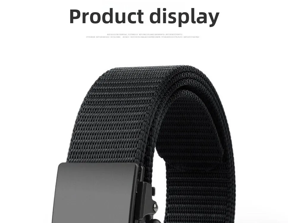 Men's Tactical Belt Automatic Metal Buckle Casual Nylon Belt Black Woven Canvas Breathable Fashion Outdoor Sport Jeans Strap