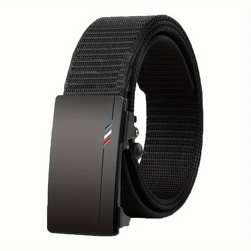 Men's Tactical Belt Automatic Metal Buckle Casual Nylon Belt Black Woven Canvas Breathable Fashion Outdoor Sport Jeans Strap