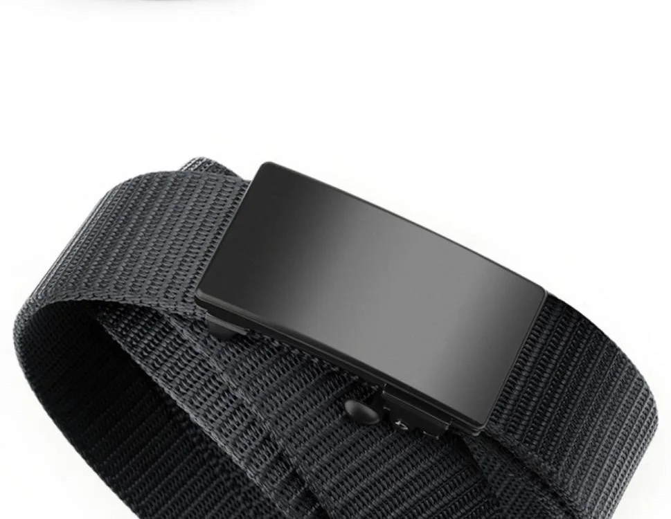 Men's Tactical Belt Automatic Metal Buckle Casual Nylon Belt Black Woven Canvas Breathable Fashion Outdoor Sport Jeans Strap