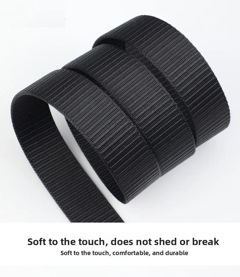 Men's Tactical Belt Automatic Metal Buckle Casual Nylon Belt Black Woven Canvas Breathable Fashion Outdoor Sport Jeans Strap