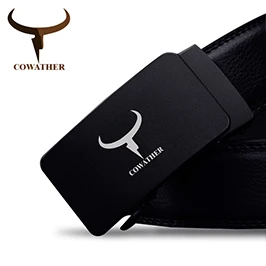 COWATHER 100% cow genuine leather belts for men 2021 top quality automatic alloy buckle male strap casual design original brand