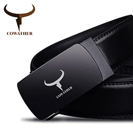COWATHER 100% cow genuine leather belts for men 2021 top quality automatic alloy buckle male strap casual design original brand