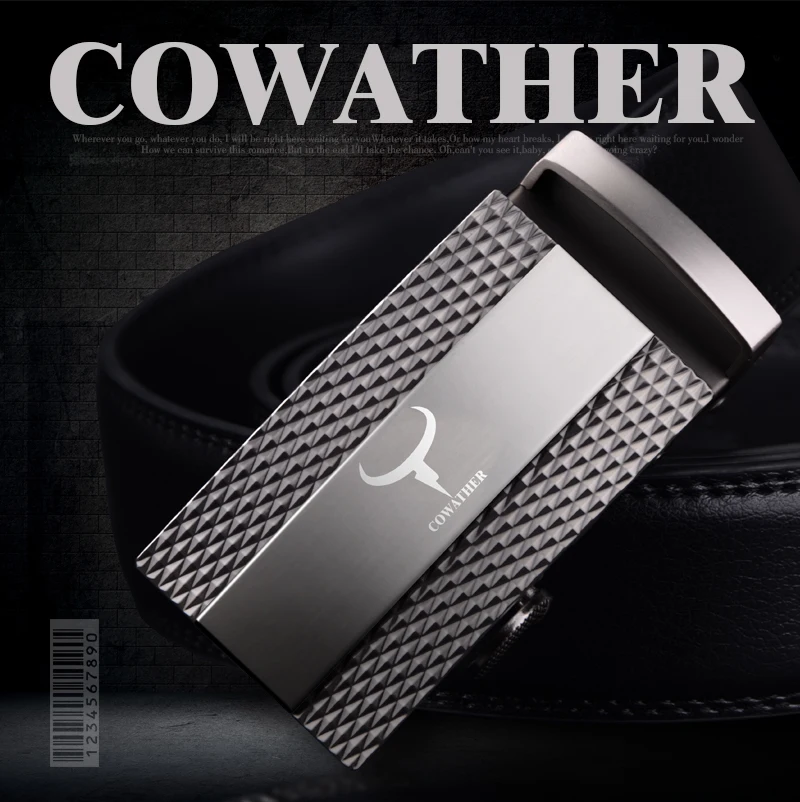 COWATHER 100% cow genuine leather belts for men 2021 top quality automatic alloy buckle male strap casual design original brand