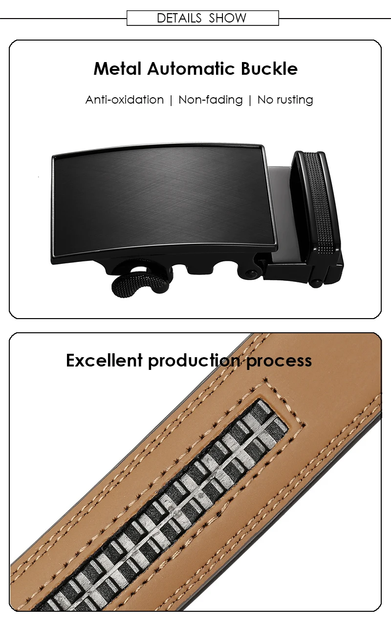 VATLTY Official Genuine Men's Leather Belt Hard Alloy Automatic Buckle Belt Male 30mm Natural Cowhide Non-porous Thin Belt
