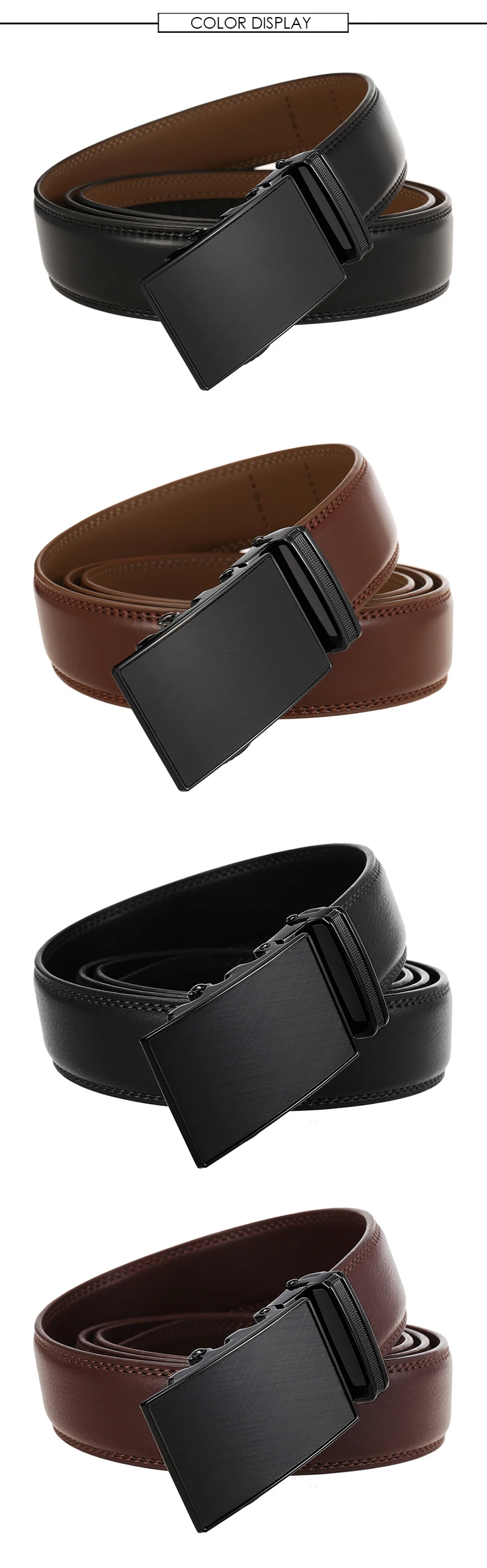 VATLTY Official Genuine Men's Leather Belt Hard Alloy Automatic Buckle Belt Male 30mm Natural Cowhide Non-porous Thin Belt