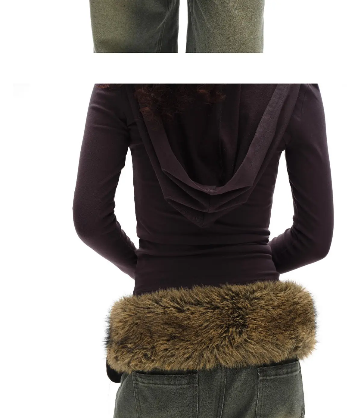 Vintage Brown Fur Belt Y2K Hook Furry Fur Belt Cowgirl Gothic Punk Sexy Belts Hip Hop Waistband Jeans Pants Decor