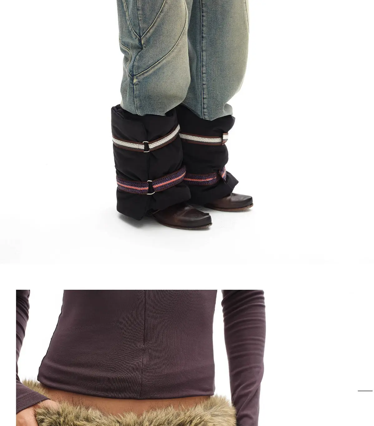 Vintage Brown Fur Belt Y2K Hook Furry Fur Belt Cowgirl Gothic Punk Sexy Belts Hip Hop Waistband Jeans Pants Decor