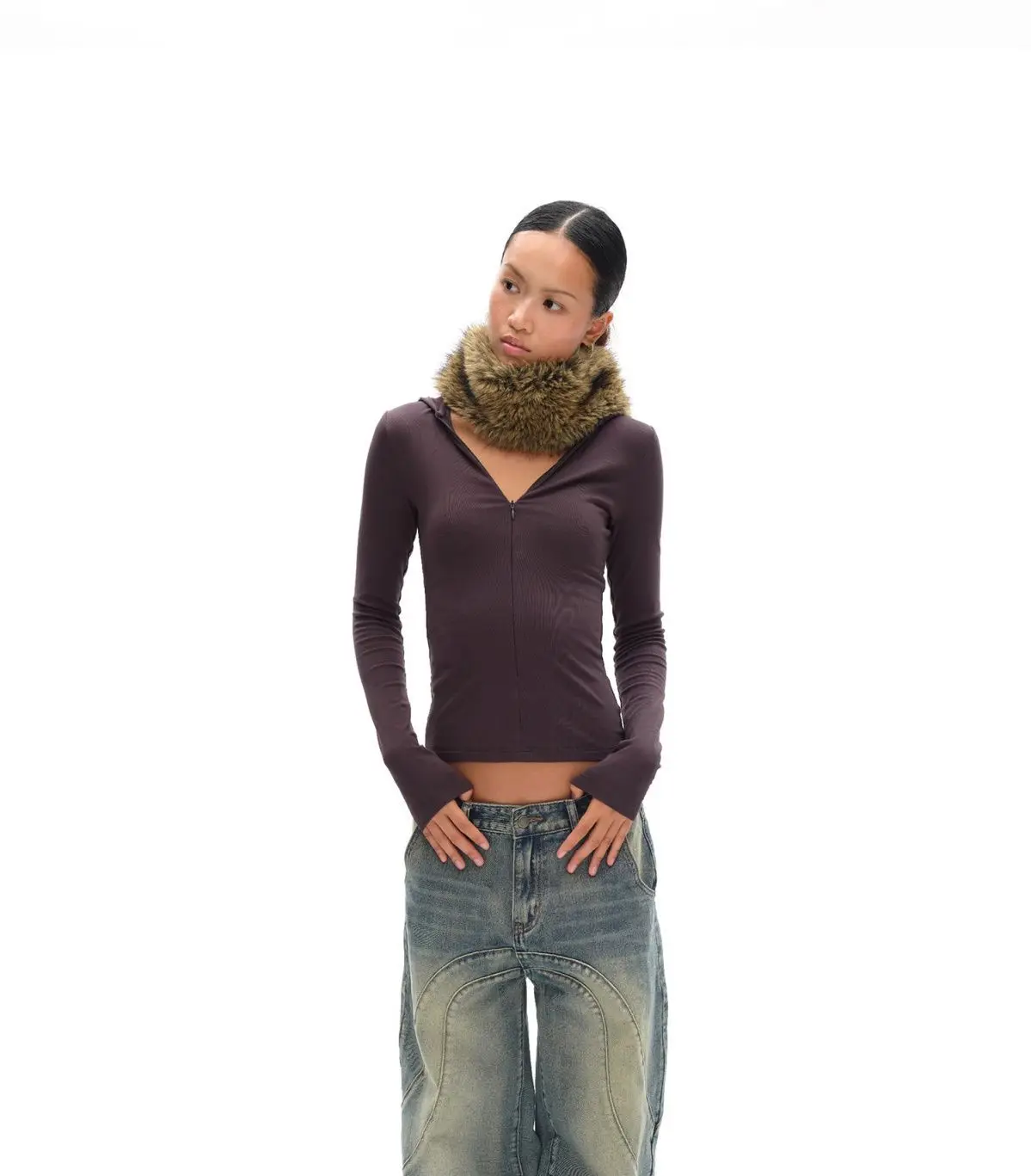 Vintage Brown Fur Belt Y2K Hook Furry Fur Belt Cowgirl Gothic Punk Sexy Belts Hip Hop Waistband Jeans Pants Decor
