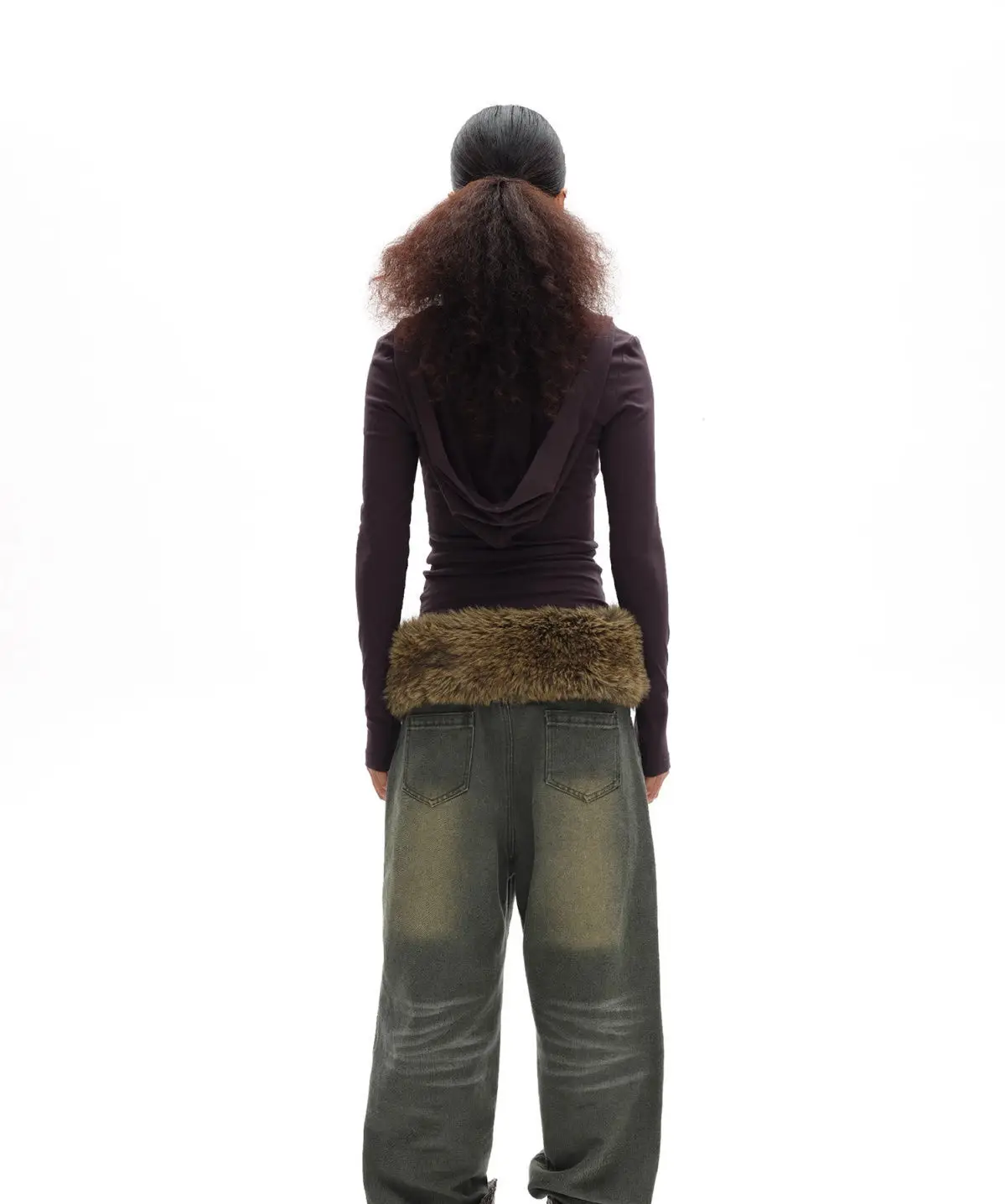 Vintage Brown Fur Belt Y2K Hook Furry Fur Belt Cowgirl Gothic Punk Sexy Belts Hip Hop Waistband Jeans Pants Decor