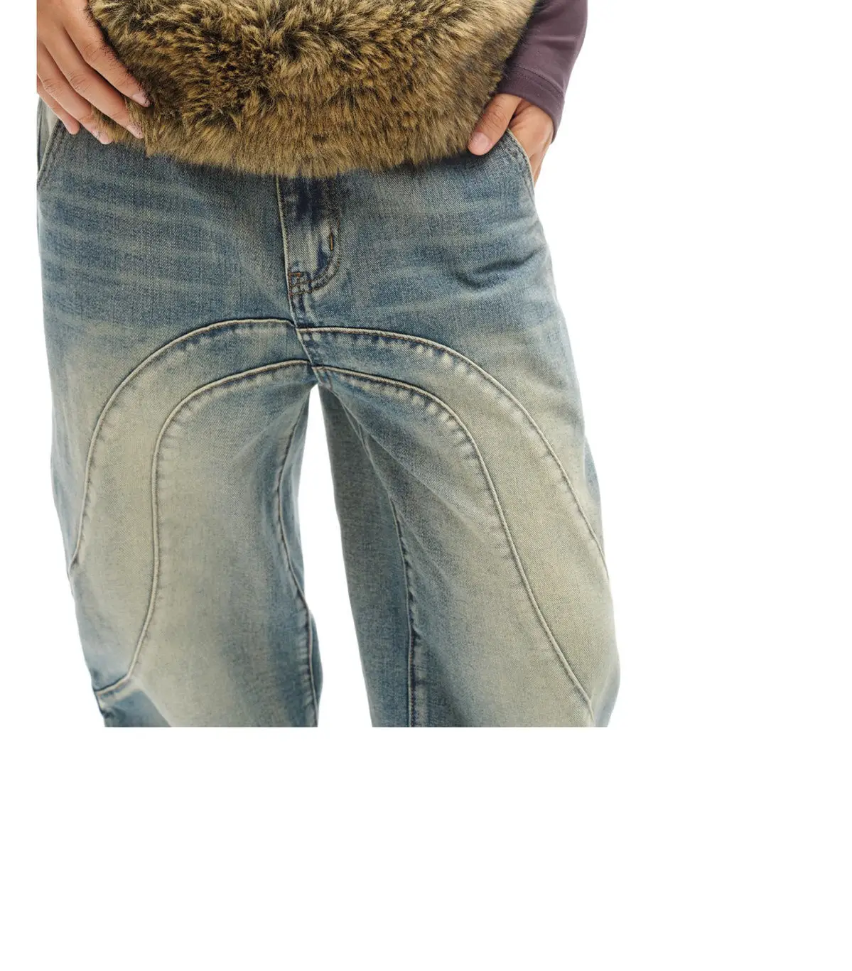 Vintage Brown Fur Belt Y2K Hook Furry Fur Belt Cowgirl Gothic Punk Sexy Belts Hip Hop Waistband Jeans Pants Decor