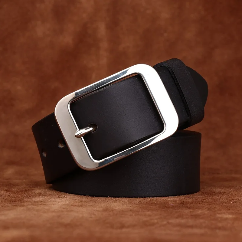 3.8CM Pure Cowhide Stainless Steel Needle Buckle Genuine Leather Casual Jeans Belt Men High Quality Luxury Male Strap Cintos