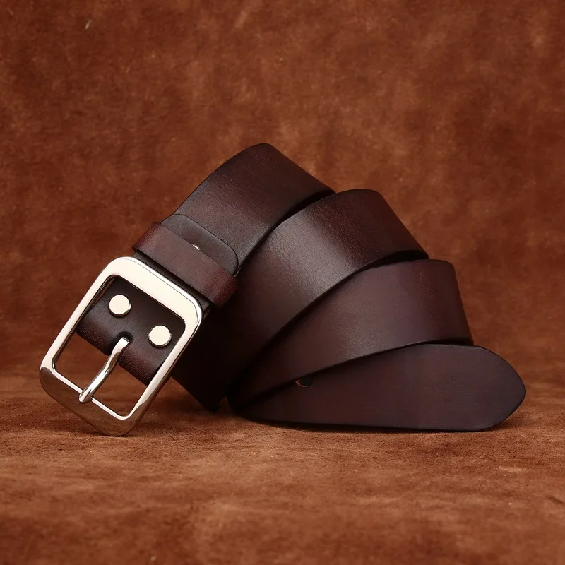 3.8CM Pure Cowhide Stainless Steel Needle Buckle Genuine Leather Casual Jeans Belt Men High Quality Luxury Male Strap Cintos
