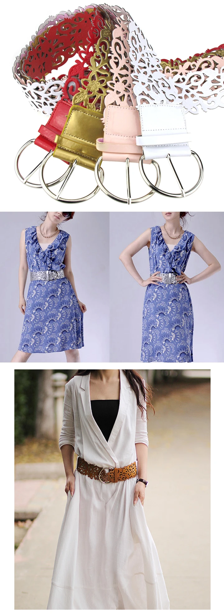 Maikun Hollow Retro Belts for Women All-match Decorative Women Belt Fashion Ladies Dress Belts Metal Pin Buckle