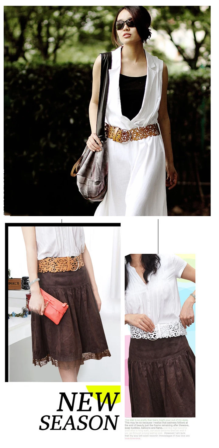 Maikun Hollow Retro Belts for Women All-match Decorative Women Belt Fashion Ladies Dress Belts Metal Pin Buckle