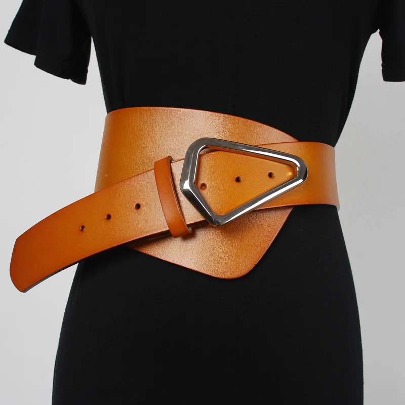 Irregular Spring Suit Shirt Women Waist Belt Real Leather Waistband WIde Cinch Strap Cowhide Cowskin Waistband Corsset Belt 2021