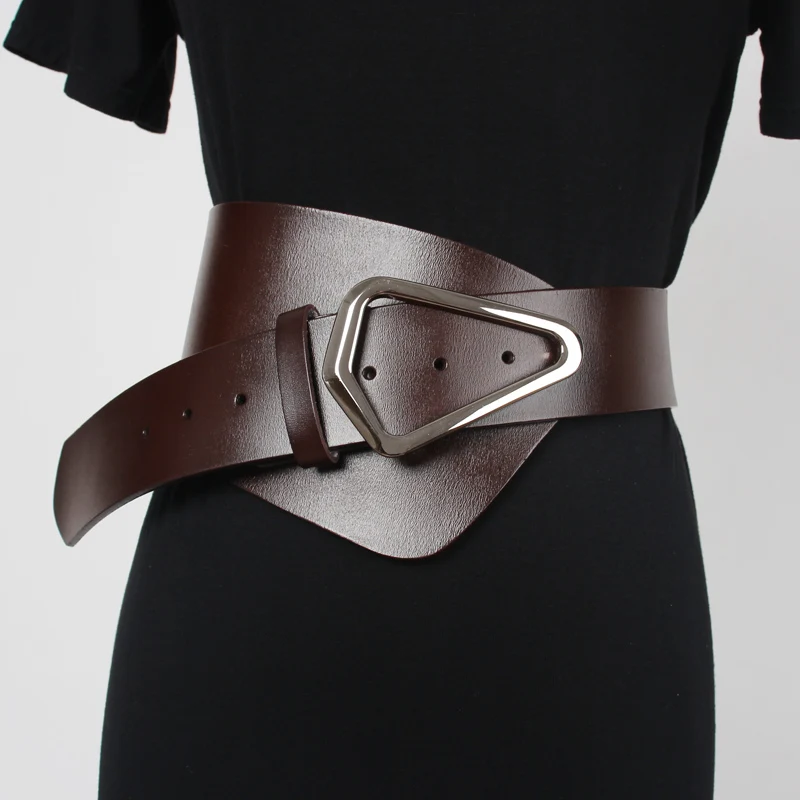 Irregular Spring Suit Shirt Women Waist Belt Real Leather Waistband WIde Cinch Strap Cowhide Cowskin Waistband Corsset Belt 2021