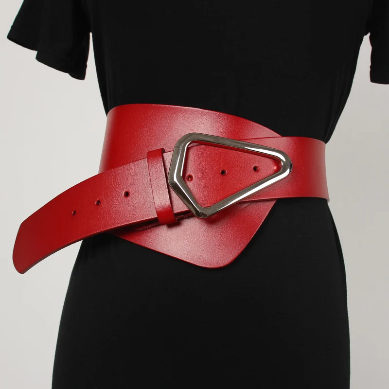 Irregular Spring Suit Shirt Women Waist Belt Real Leather Waistband WIde Cinch Strap Cowhide Cowskin Waistband Corsset Belt 2021
