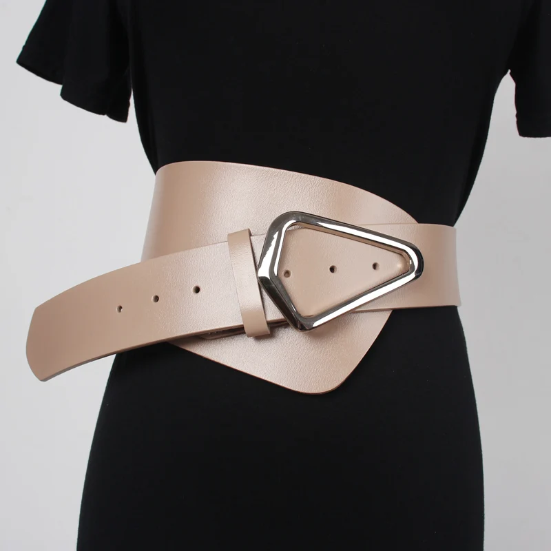 Irregular Spring Suit Shirt Women Waist Belt Real Leather Waistband WIde Cinch Strap Cowhide Cowskin Waistband Corsset Belt 2021