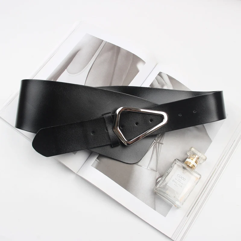 Irregular Spring Suit Shirt Women Waist Belt Real Leather Waistband WIde Cinch Strap Cowhide Cowskin Waistband Corsset Belt 2021