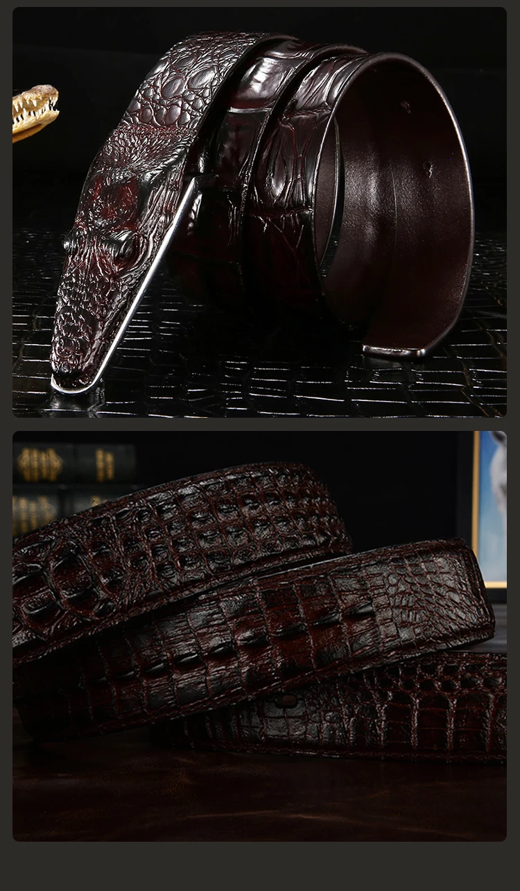 Men Luxury Belts Snake Buckle Crocodile Patter Genuine Leather Belts for Men High Quality Vintage Brand Jeans Strap ZD2110