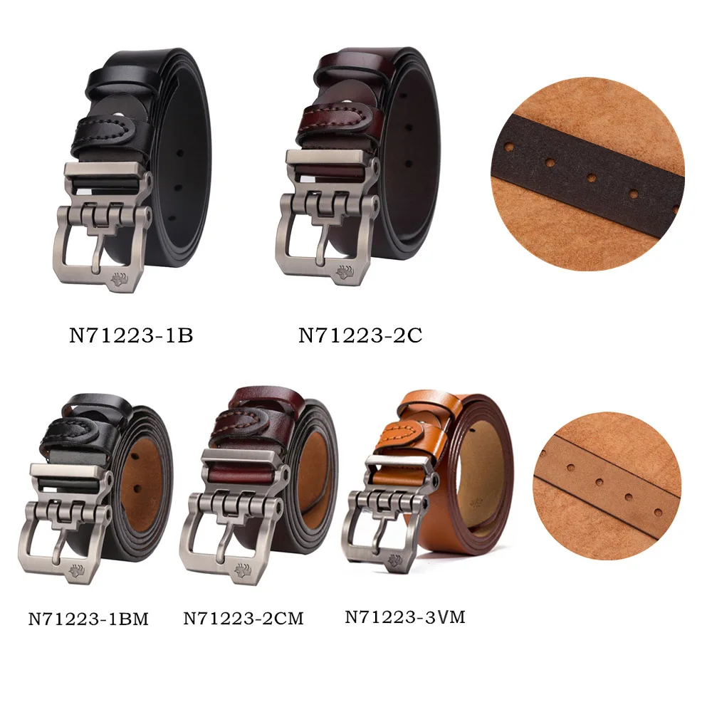 Men Belt for Men Cowskin Genuine Leather Personality Men Belt Buckle Quality Male Brown Strap Vintage Jeans N71223