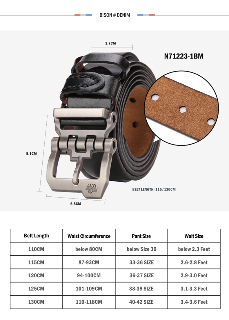 Men Belt for Men Cowskin Genuine Leather Personality Men Belt Buckle Quality Male Brown Strap Vintage Jeans N71223