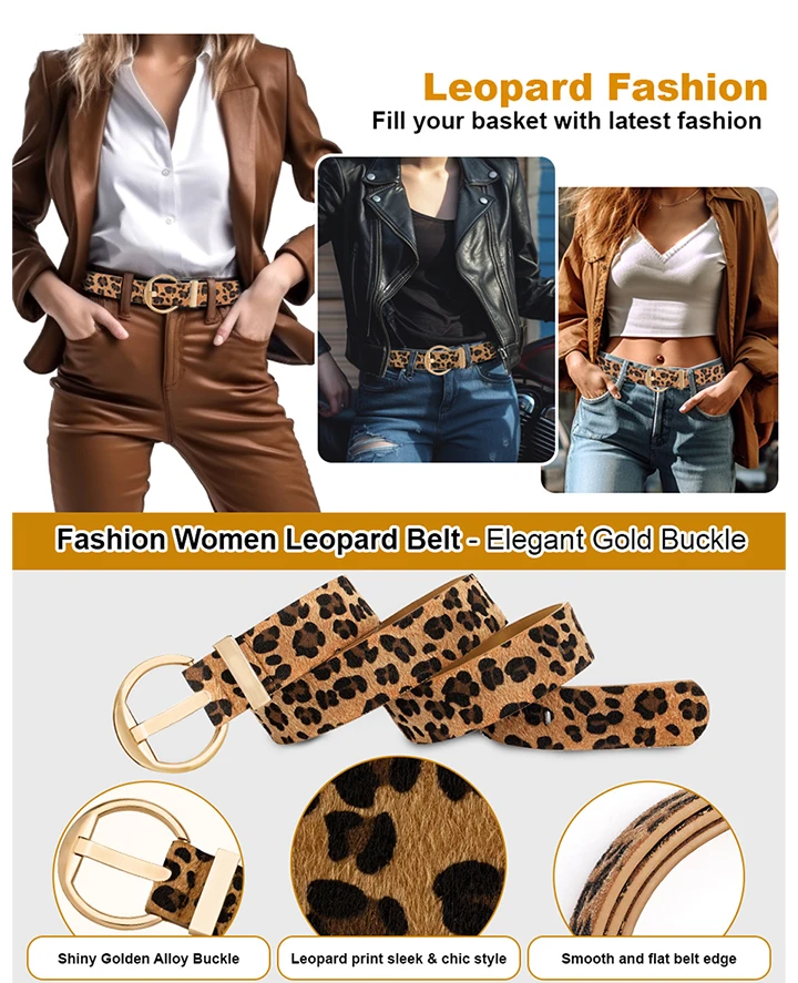 Maikun Women's Pin Buckle Wide Belt Thick Faux Leather Belt Jeans Female Popular Present