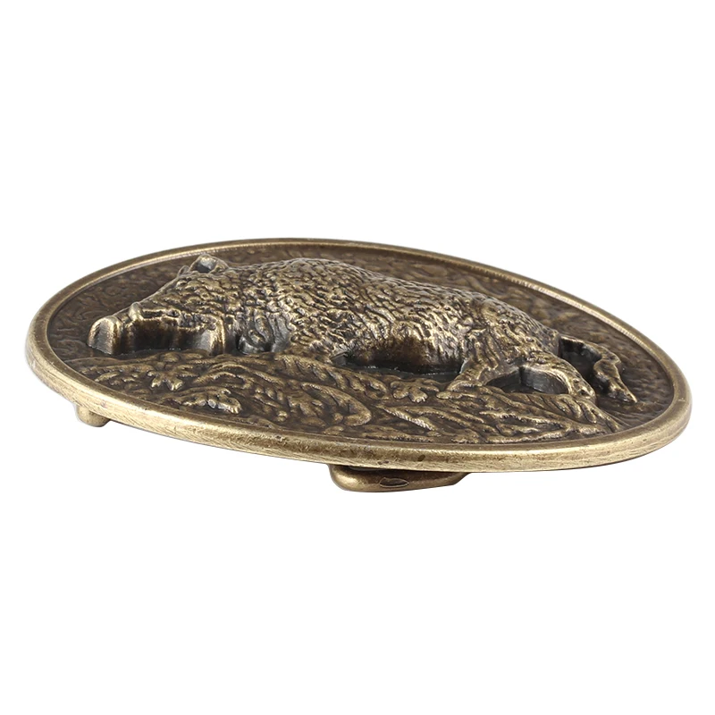 Genuine Leather male metal belt buckle fashion strap for men gift belt Wild boar pattern