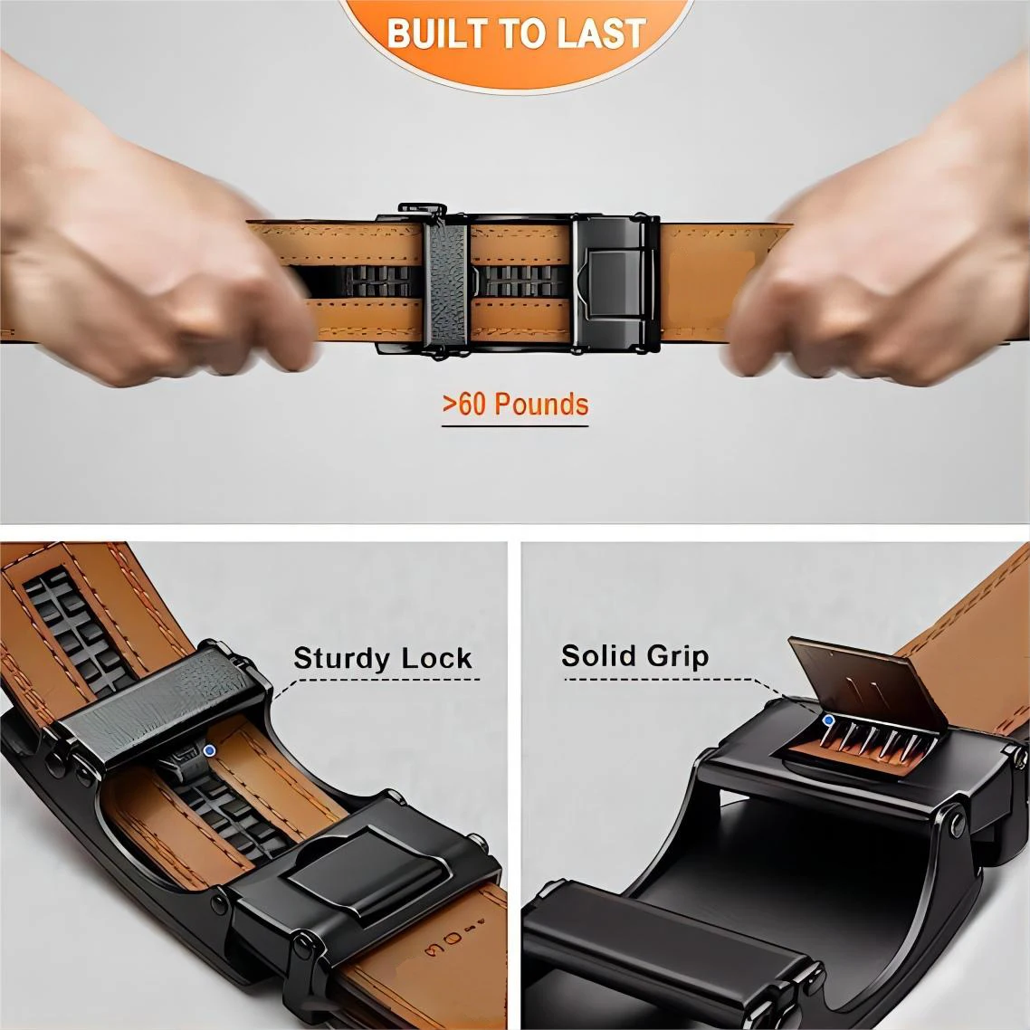 Men's Belt,Ratchet Belt Dress with Premium Leather,Slide Belt with Easier Adjustable Automatic Buckle