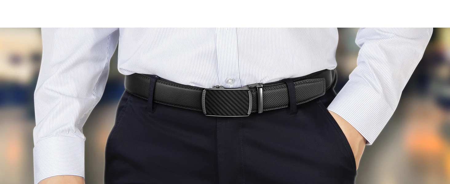 Men's Belt,Ratchet Belt Dress with Premium Leather,Slide Belt with Easier Adjustable Automatic Buckle