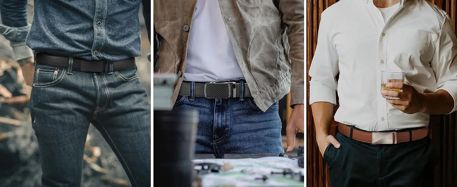 Men's Belt,Ratchet Belt Dress with Premium Leather,Slide Belt with Easier Adjustable Automatic Buckle