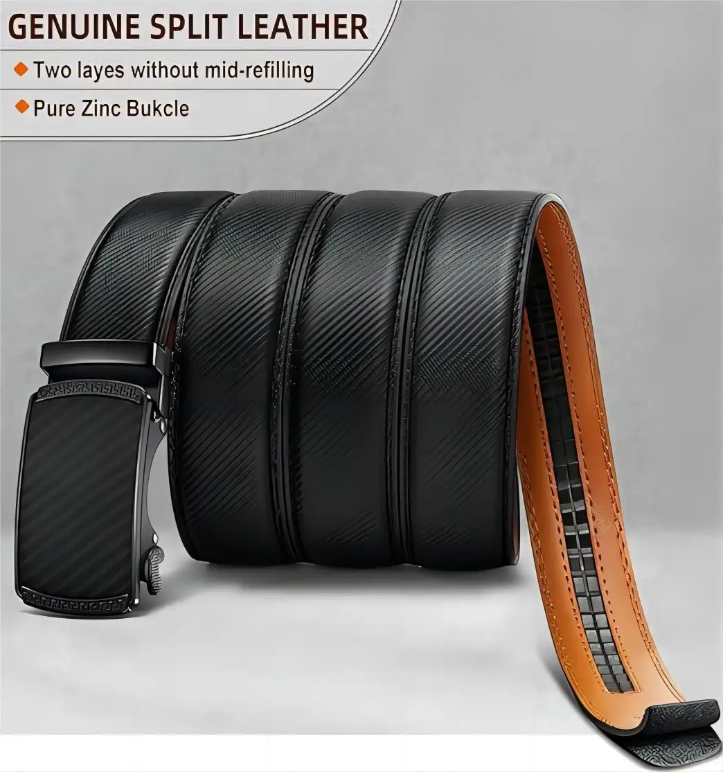 Men's Belt,Ratchet Belt Dress with Premium Leather,Slide Belt with Easier Adjustable Automatic Buckle