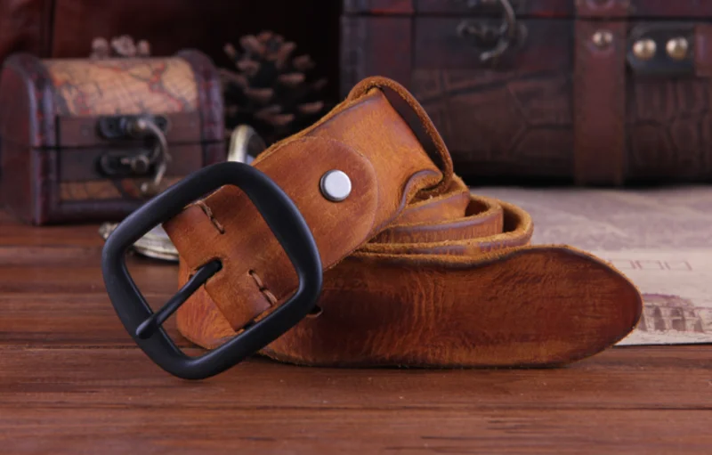 1Pc Deepeel 3.8*110-125cm Fashion Men's Cowhide Belt Genuine Leather Waistband Pin Buckle Girdle Male Pant Jeans Designer Belts