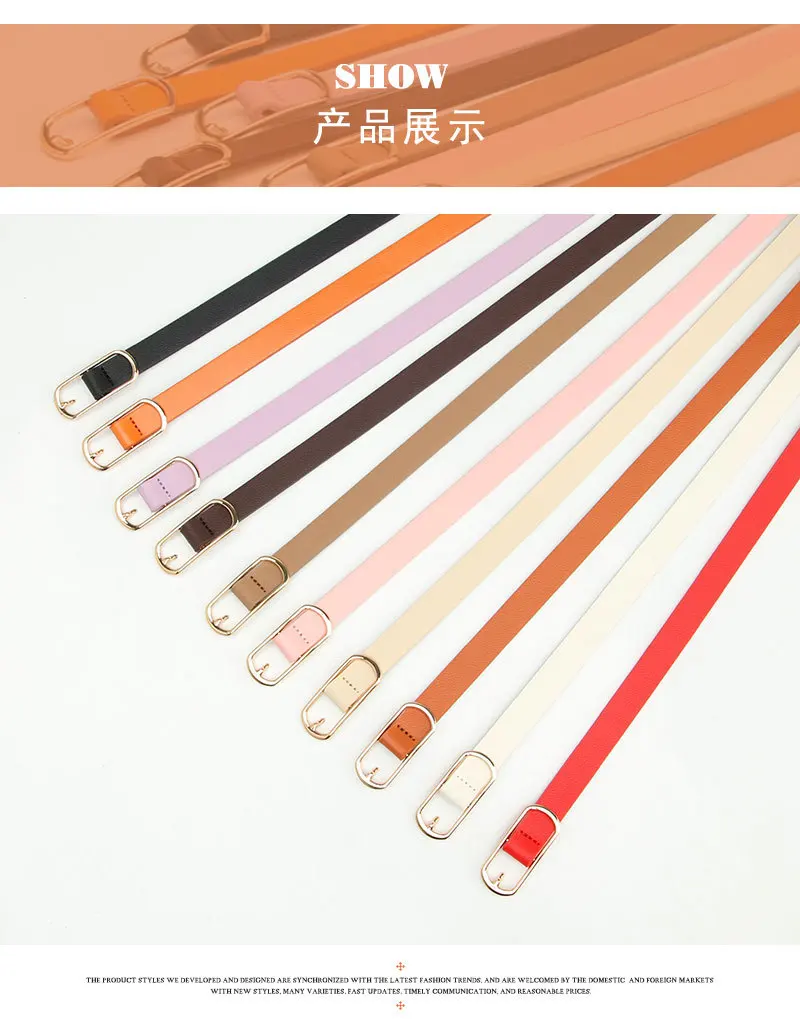 1.4x105cm Retro Pin Buckle Thin Belt for Women Girls Simple PU Leather Waistband Ladies Jeans Dress Accessories