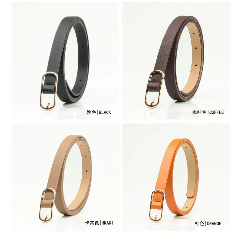 1.4x105cm Retro Pin Buckle Thin Belt for Women Girls Simple PU Leather Waistband Ladies Jeans Dress Accessories