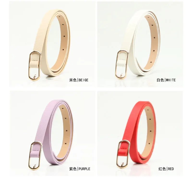 1.4x105cm Retro Pin Buckle Thin Belt for Women Girls Simple PU Leather Waistband Ladies Jeans Dress Accessories
