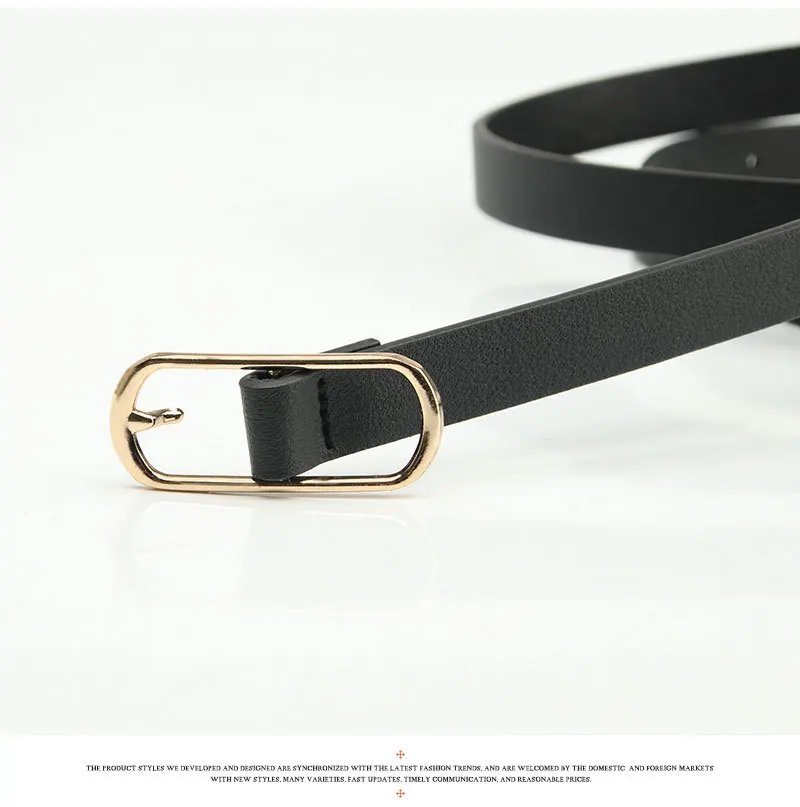 1.4x105cm Retro Pin Buckle Thin Belt for Women Girls Simple PU Leather Waistband Ladies Jeans Dress Accessories