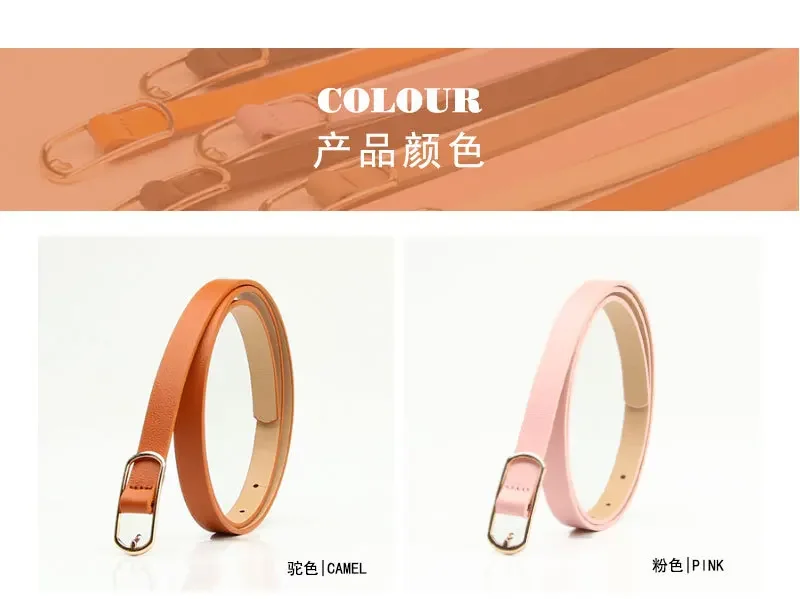 1.4x105cm Retro Pin Buckle Thin Belt for Women Girls Simple PU Leather Waistband Ladies Jeans Dress Accessories
