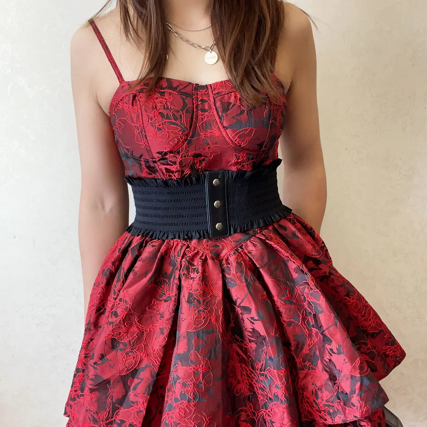 Ruffles Wide Belt Triple Buckle Elegant Elastic Waistband Decorative Dress Girdle for Women Goth Punk Stretch Cummerbunds