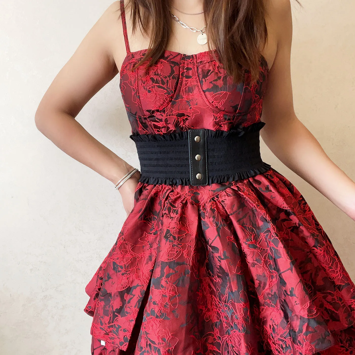 Ruffles Wide Belt Triple Buckle Elegant Elastic Waistband Decorative Dress Girdle for Women Goth Punk Stretch Cummerbunds