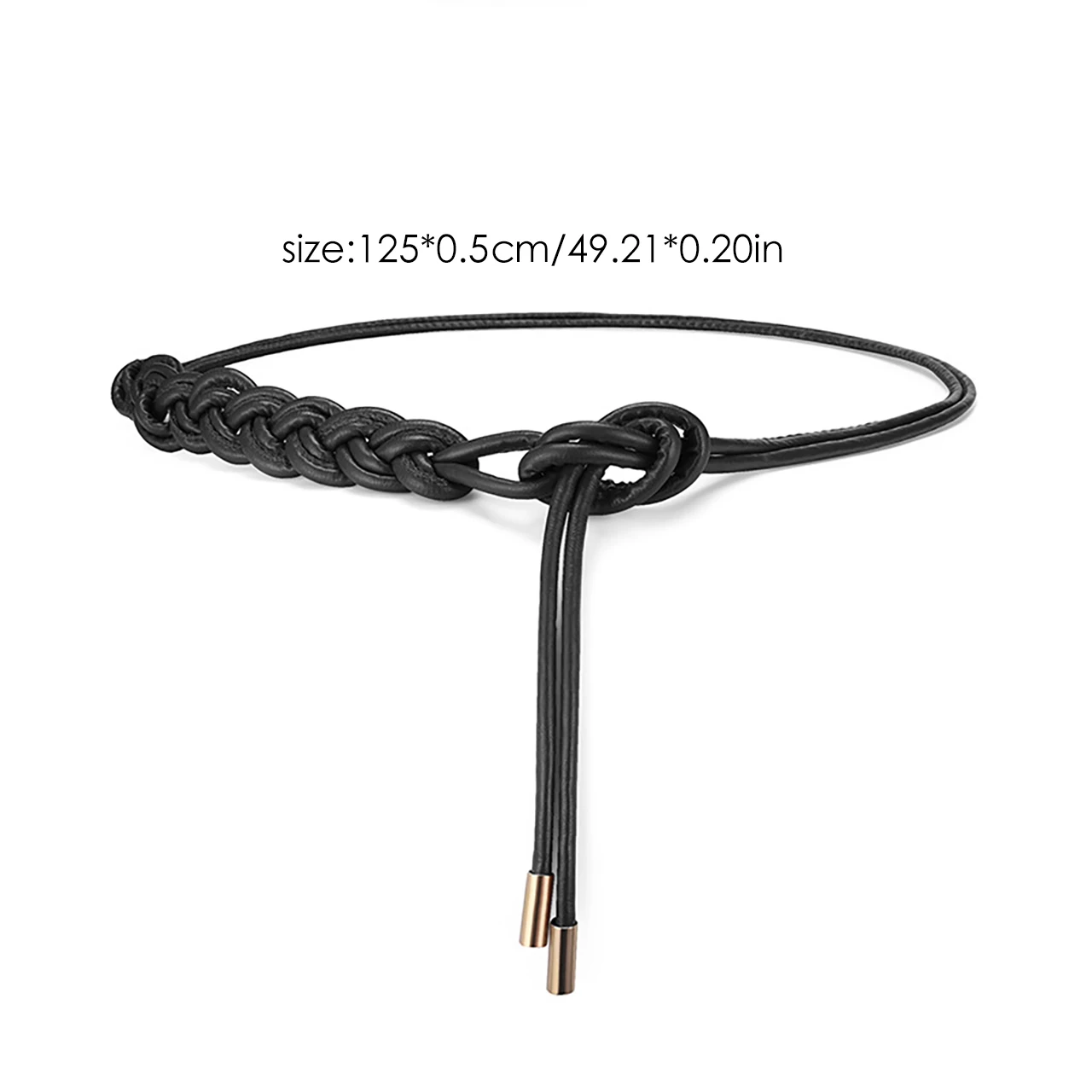 Women Knotted Long Belt Fashion Braided Leather Rope Thin Belt Female Dress Coat Decorative String Waistband